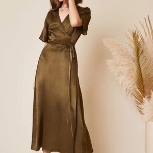 Whimsy and row Lola wrap dress Hunter green size small S midi